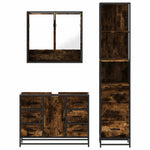 ZNTS 3 Piece Bathroom Furniture Set Smoked Oak Engineered Wood 3301172