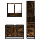 3 Piece Bathroom Furniture Set Smoked Oak Engineered Wood 3301172