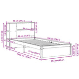 Bookcase Bed without Mattress 90x190cm Single Solid Wood Pine 3322371