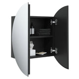 Bathroom Cabinet with Round Mirror&LED Black 47x47x17.5 cm 345584