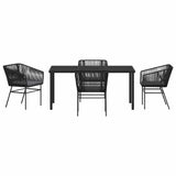 Garden Dining Set with Cushion 5 pcs Black Powder-Coated Steel 3380921