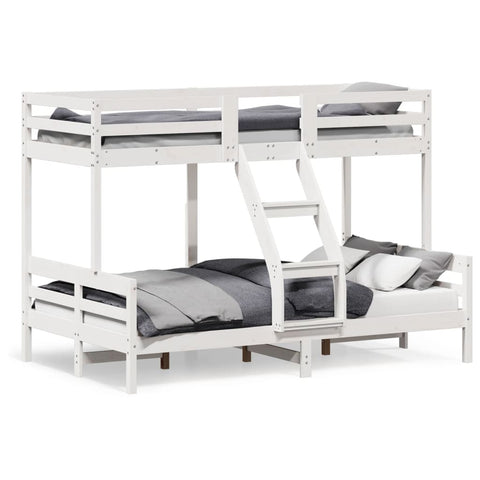 ZNTS Bunk Bed 80x200/120x200 cm White Solid Wood Pine 3207162