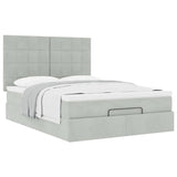 ZNTS Ottoman Bed with Mattresses Light Grey 140x200cm Velvet 3313475