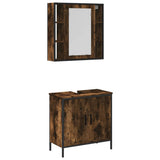 2 Piece Bathroom Furniture Set Smoked Oak Engineered Wood 3214722