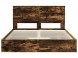 Storage Bed with Drawer Smoked Oak 120 x 200 cm Engineered Wood 3411226