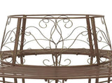 Tree Bench 8-Seater 160 x 89 cm Steel Antique Brown Round 42029525