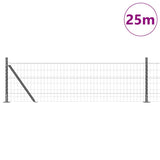Euro Fence with Concrete Base 25 x 0.4 m PVC-Coated Steel Grey 3350941