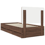 Bed Frame with Drawer Brown Oak 90 x 200 cm Engineer Wood 3412636