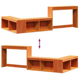 Bedside Cabinet with Desk Wax Brown 222x107x75 cm Solid Wood Pine 855758