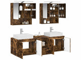 Bathroom Cabinet Set 5 pcs Smoked Oak Engineered Wood 3406403