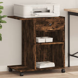 Printer Stand with Wheels Smoked Oak 60x40x68.5 cm 840643