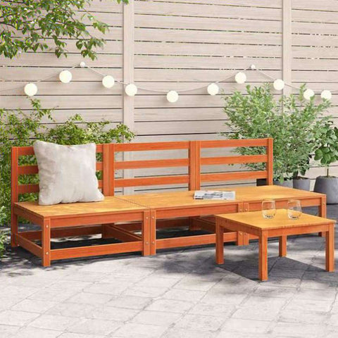 Garden Sofas Armless 3 pcs Wax Brown 70x70x67 cm Solid Wood Pine 837932