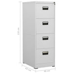 ZNTS Filing Cabinet Light Grey 46x62x133 cm Steel 336279