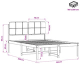 Bed Frame with Upholstered Headboard Natural and Dark Grey 3425355