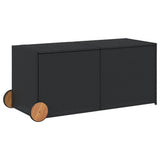 Garden Storage Box with Wheels Black 283L Poly Rattan 365316