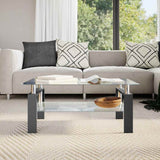Coffee Table Black and Transparent 95x55x40 cm Tempered Glass 330303