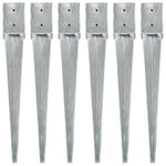 ZNTS Ground Spikes 6 pcs Silver 10x10x76 cm Galvanised Steel 145420