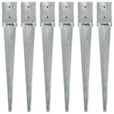 Ground Spikes 6 pcs Silver 10x10x76 cm Galvanised Steel 145420