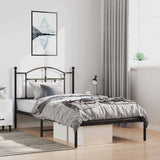 Metal Bed Frame without Mattress with Headboard Black 100x200cm 353434