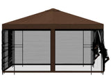 Garden Gazebo with Sidewalls 3 x 3 m Brown Polyester and Steel 900348