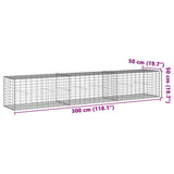 Gabion Basket with Cover 300x50x50 cm Galvanised Iron 3295134