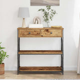 Console Table with Drawer with Shelf Old wood 75 x 28 x 75 cm 863535