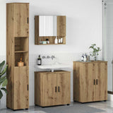 Bathroom Furniture Set Wall-mounted with Door 4 pcs Artisan Oak 3393012