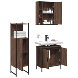 ZNTS 3 Piece Bathroom Cabinet Set Brown Oak Engineered Wood 3214764