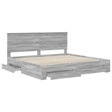 Bed Frame with Drawer Grey Sonoma 200 x 200 cm Engineered Wood 3411269