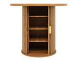 Round bar table with storage, 91.6cm high standing table with cabinet, MDF wood look, load capacity N639P442895D