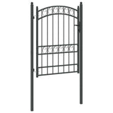 Fence Gate EMMEN 170 x 100 cm Powder-coated steel Grey Lockable 42008975