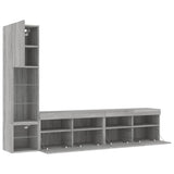 4 Piece TV Wall Units with LED Grey Sonoma Engineered Wood 3216716