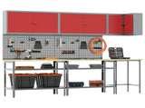 Work Cabinet Set with Shelf with Storage 10 pcs Red and Grey 3321515