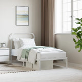Bed Frame White Steel Single Bed Frame Rectangular Industrial 352620
