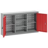 Tool Cabinet with Shelf with Lock Red and Grey 100 x 20 x 55 cm 4103474