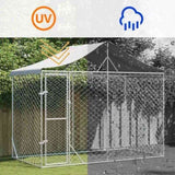 Outdoor Dog Kennel with Roof Silver 3x1.5x2.5 m Galvanised Steel 153680