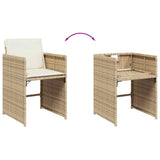 15 Piece Garden Dining Set with Cushions Beige Poly Rattan 3211240