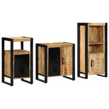 Bathroom Furniture Set 3 pcs Brown and Black Solid Mango Wood 3305610