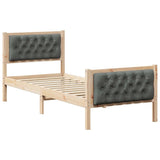 Bed Frame with Headboard Dark Grey 75 x 190 cm Solid Pine Wood 878440
