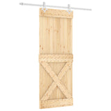 Sliding Door Natural and White 80 x 210 cm Solid Pine Wood 3445092