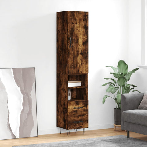 Highboard Smoked Oak 34.5x34x180 cm Engineered Wood 3198950