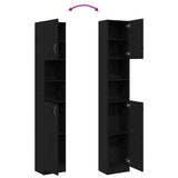 Bathroom Cabinet Black Oak 32x25.5x190 cm Engineered Wood 862015