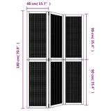 Room Divider 3 Panels Brown Solid Wood Paulownia 358814