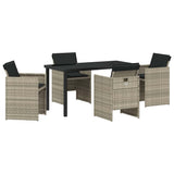 Garden Dining Set with Cushion 5 pcs Light grey Poly rattan 3379961