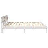 Bed Frame with Headboard White 200 x 200 cm Solid Pine Wood 3385746