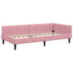 Corner Bed Frame Pink 100 x 200 cm Velvet and Engineered wood 42016167