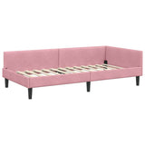 Corner Bed Frame with Headboard Pink 100 cm x 200 cm Velvet 42016167