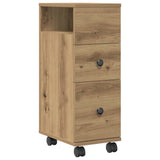 Narrow Bathroom Cabinet with Wheels Artisan Oak Engineered Wood 855240