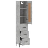 Highboard Concrete Grey 34,5x34x180 cm Engineered Wood 3200205