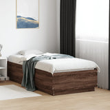 Bed Frame with LED without Mattress Brown Oak 75x190 cm Small Single 3209673